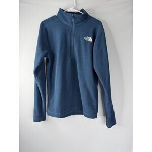 The North Face Mens Size M Blue Heather 1/4 Zip Fleece Pullover Jacket Pocket